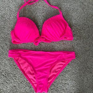 Size medium hot pink swim bikini set padded top
